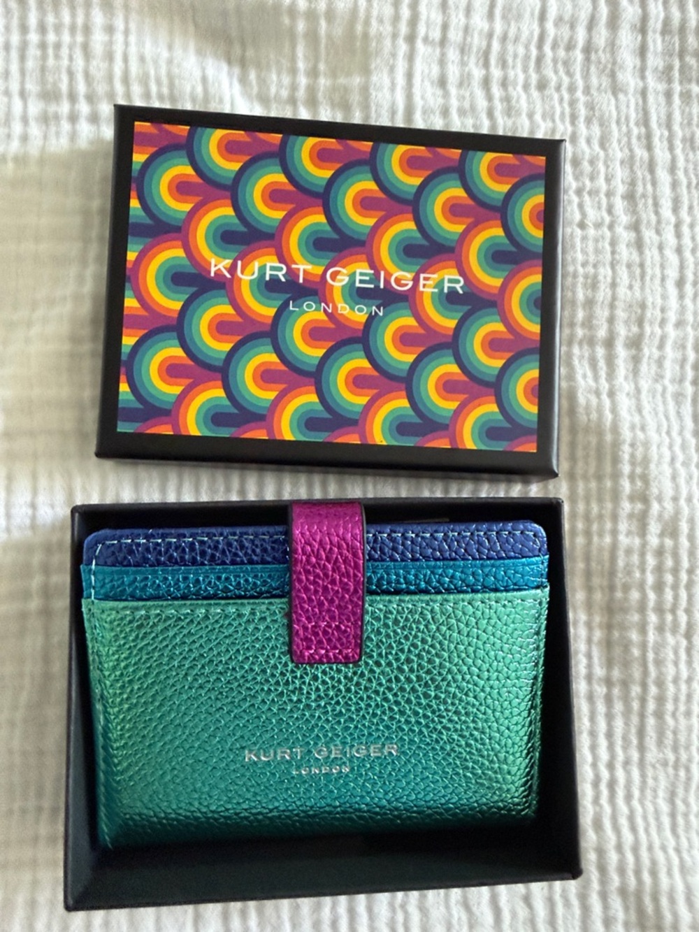Kurt Geiger Metallic Rainbow Card Holder - Picture 3 of 8